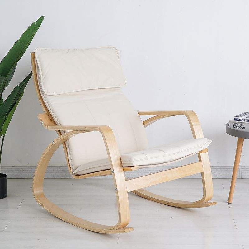 Chaise à bascule extérieure pour porche de patio extérieur, chaise à bascule en bois avec coussin pour jardin de porche de chambre à coucher