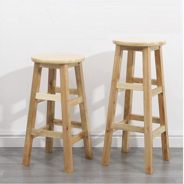 Tabouret de bar en bois massif, hauteur de comptoir, siège de chaise rond pour comptoir de cuisine