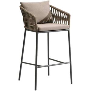 Tabouret de Bar en rotin extérieur moderne jardin imperméable à l'eau loisirs simple PE rotin chaise haute Support arrière tabouret chaise Sillas