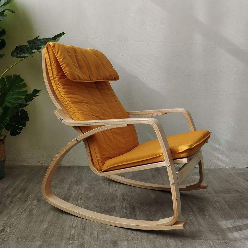 Chaise à bascule extérieure pour porche de patio extérieur, chaise à bascule en bois avec coussin pour jardin de porche de chambre à coucher