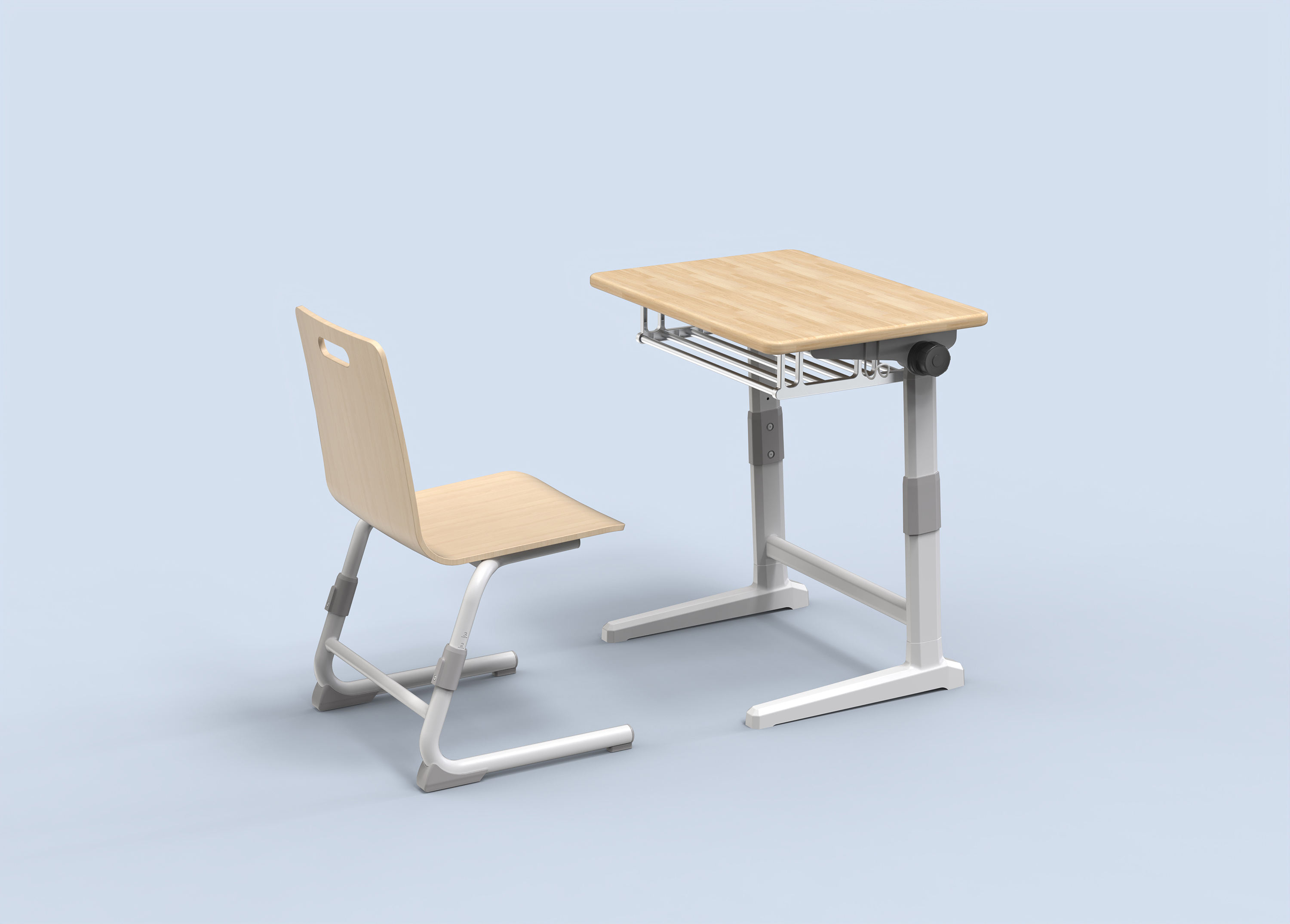 Mobilier scolaire Bureau d'école double place et chaise réglable en hauteur dans les ensembles de classe