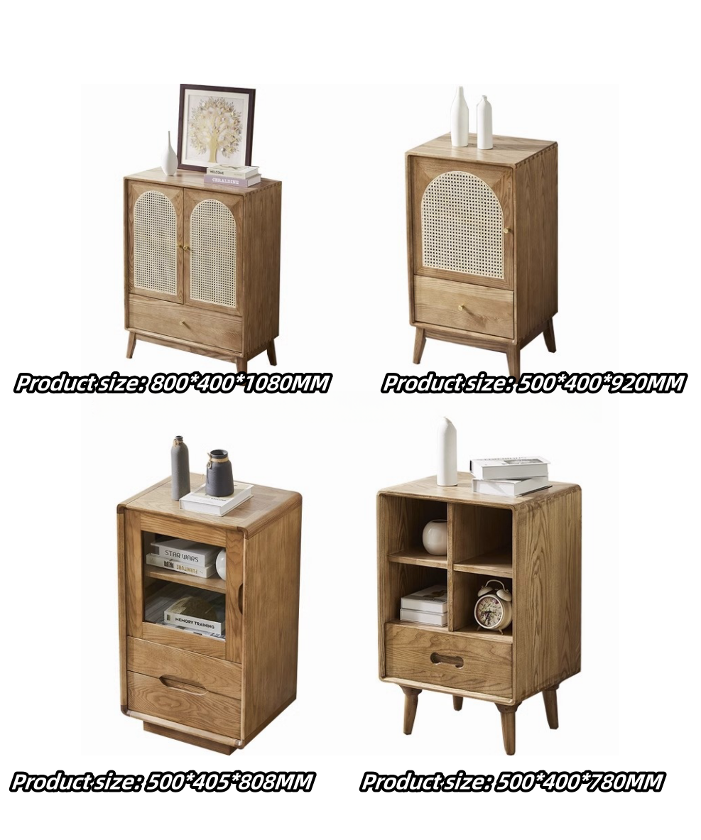 Vente en gros de conception nordique en bois, tiroir de coffre, Tallboy, table de console en rotin véritable, armoires en bois de frêne, armoire latérale en rotin