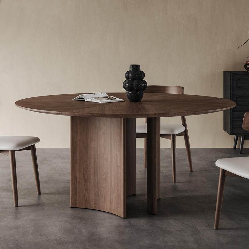 Meubles de salle à manger modernes, Table en bois de noyer, Table à manger ronde de luxe en bois, 8 places, pour hôtel et Restaurant