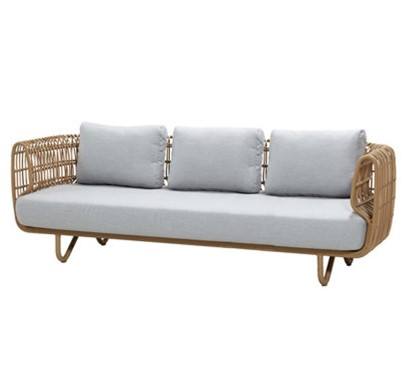 Ensemble de canapé de cour moderne et luxueux, style nordique, chaise longue d'extérieur en rotin, housse en tissu imperméable pour canapé, meubles commerciaux