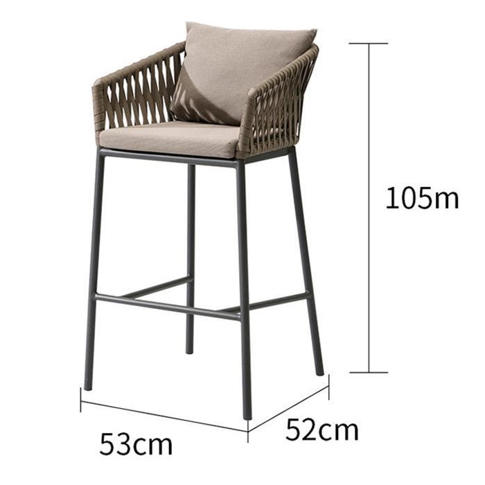 Tabouret de Bar en rotin jardin imperméable à l'eau loisirs simple PE rotin chaise haute tabouret de soutien arrière