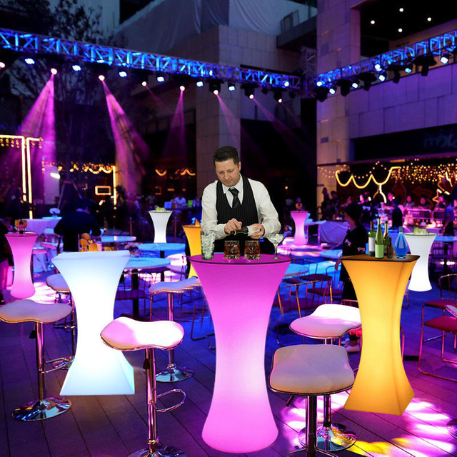 Table à LED carrée moderne éclairage Bar meubles discothèque Tables et chaises boîte de nuit drôle éclairage LED table de barre