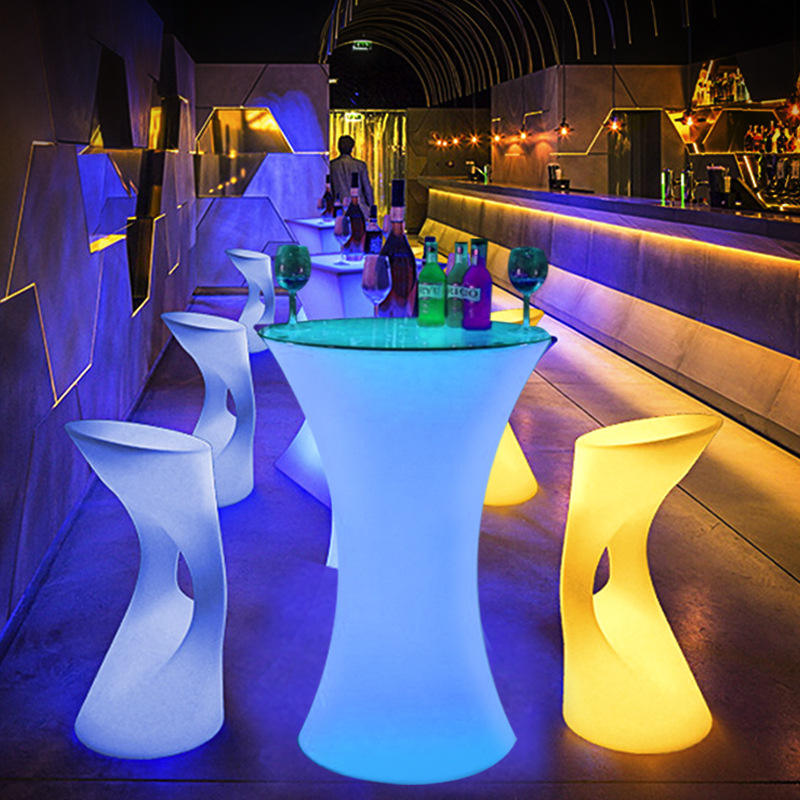 Table à LED carrée moderne éclairage Bar meubles discothèque Tables et chaises boîte de nuit drôle éclairage LED table de barre