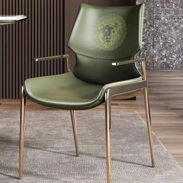 Meubles de maison nordique luxe Design moderne chaises de salle à manger rembourrées en cuir vert Restaurant chaises de salle à manger pour Restaurant