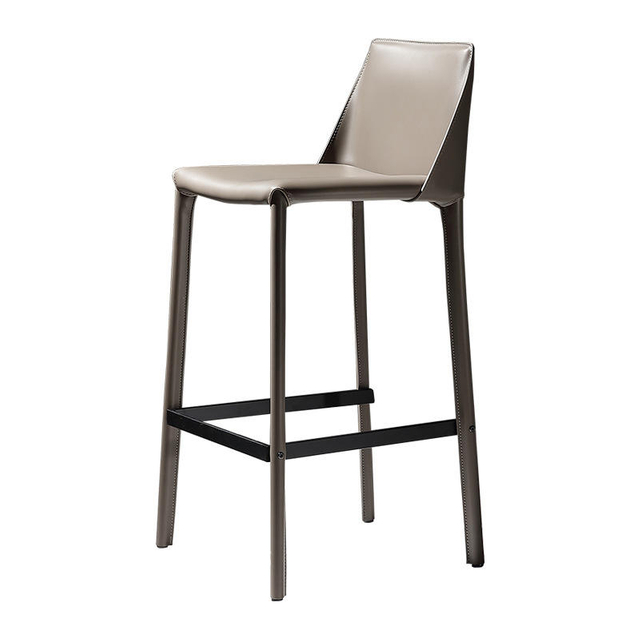 Tabouret de bar en cuir de selle minimaliste italien moderne minimaliste maison tabouret haut dossier bar lumière créative tabouret de bar de luxe