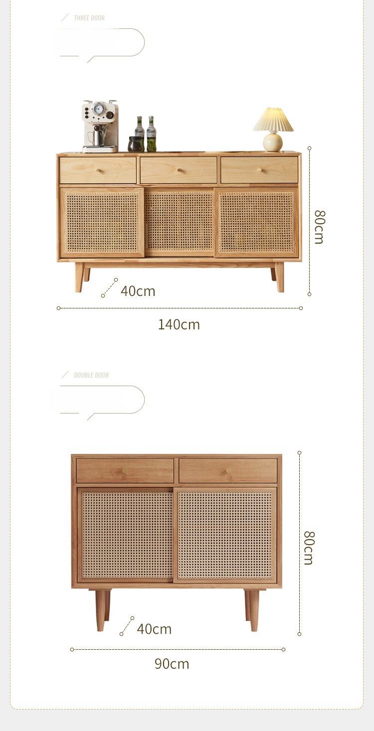 Commerce de gros multifonction moderne en rotin meubles de salon en bois TV couloir console armoire table frêne bois rotin armoire latérale