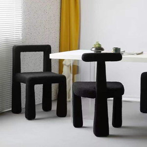 Table à manger et chaises en peluche d'agneau, minimaliste et moderne, tabourets et chaises de maquillage pour la maison, chaises de salle à manger créatives