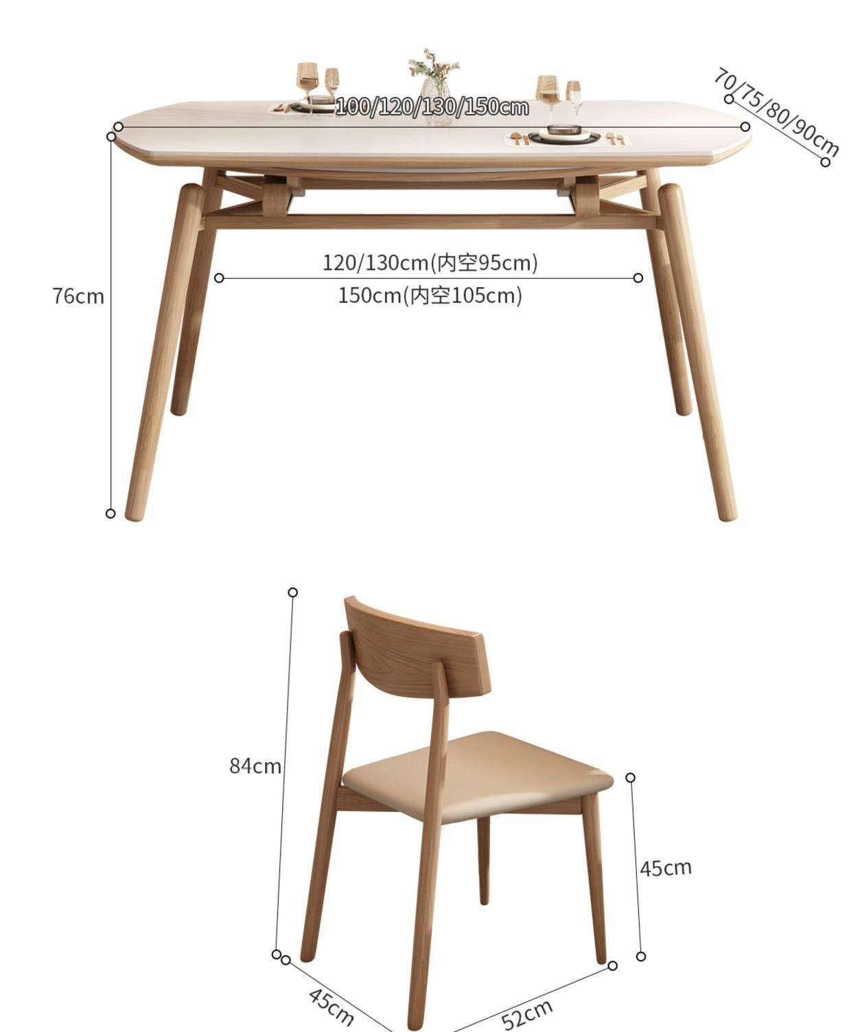 Table à manger télescopique multifonctionnelle en bois massif, assiette en roche, petit appartement, maison, Restaurant nordique, Table à manger mesas