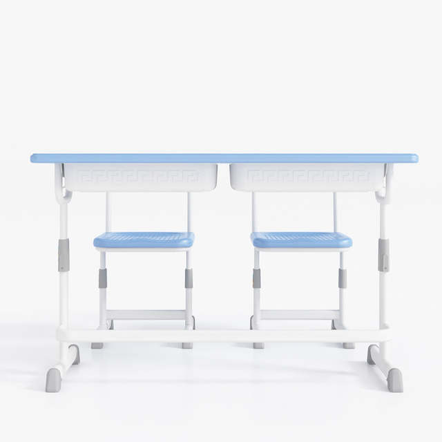 Mobilier scolaire Bureau et chaise d'école double place réglable en hauteur dans les ensembles de classe mesas