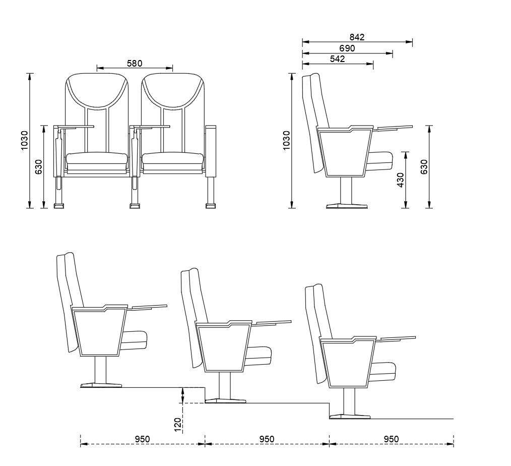 Chaise empilable chaise d'auditorium utilisée pour l'église chaise de cinéma d'auditorium d'église confortable et durable de haute qualité