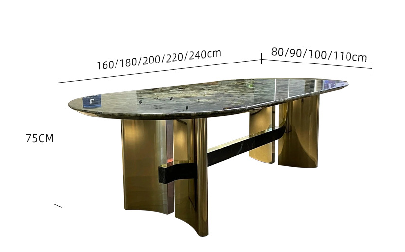 Vente en gros de mode créative en acier inoxydable jambe Table à manger meubles de salle à manger Table en marbre Table à dîner mesasJade pierre