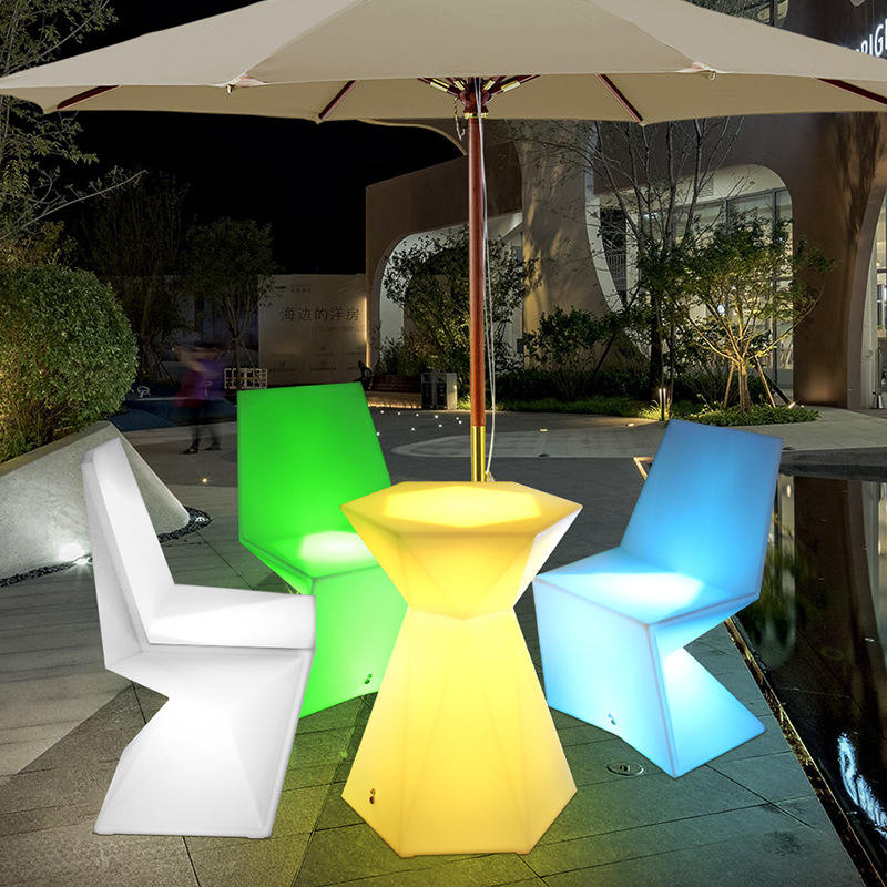 Table et chaise de bar portables à LED lumineuses, 16 couleurs changeantes, comptoir de bar pour discothèque, événement, fête de mariage