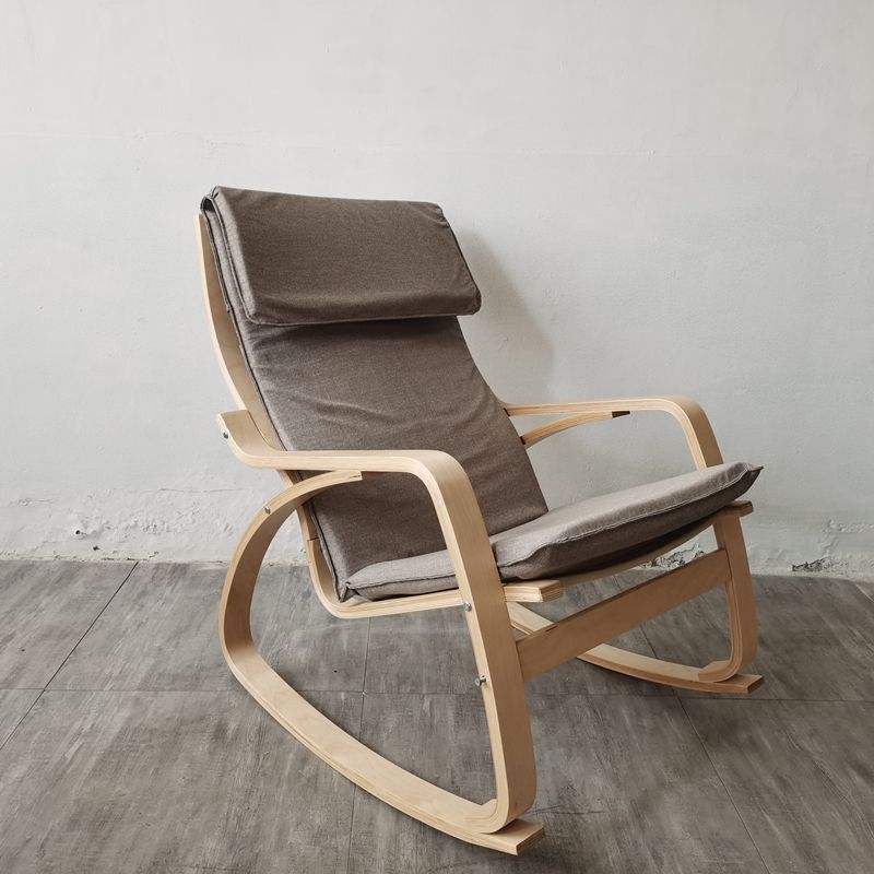 Chaise à bascule extérieure pour porche de patio extérieur, chaise à bascule en bois avec coussin pour jardin de porche de chambre à coucher