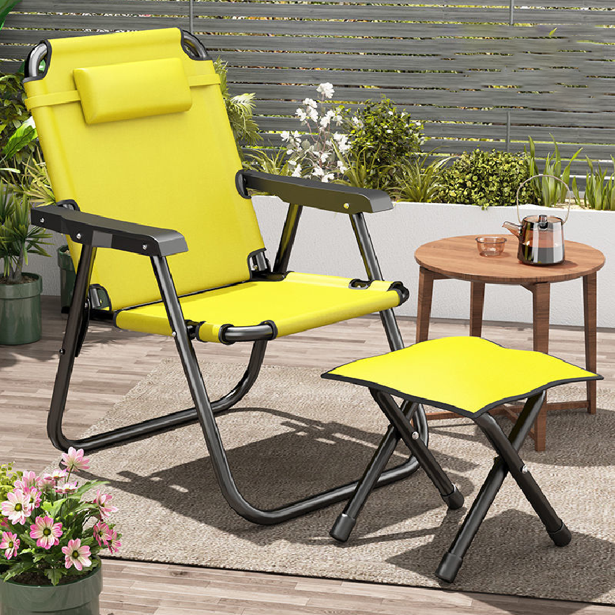 Chaise pliante d'extérieur, chaise de camping, tabouret de camping, chaise pliante avec repose-pieds pour camping, pêche, randonnée, jardinage et plage