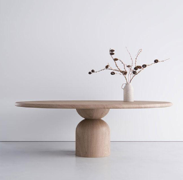 Table à manger ronde minimaliste en bois massif, avec pied en piédestal, ensemble de table à manger ronde en bois, 8 places