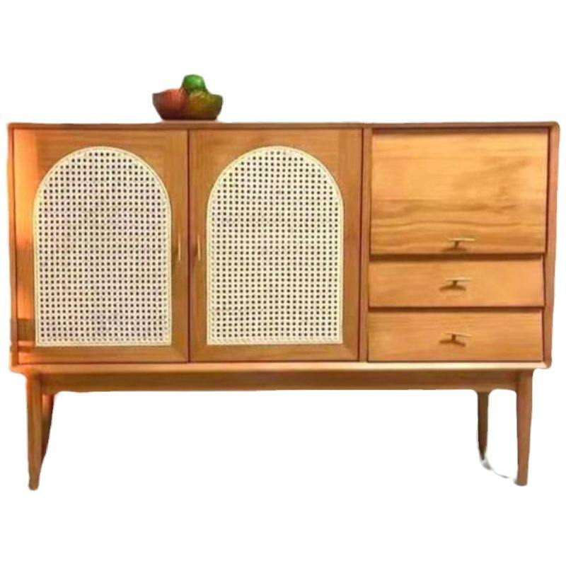 En gros nouveau nordique en bois massif côté arche Style japonais moyen ancien meubles cerisier bois rotin série buffet armoire