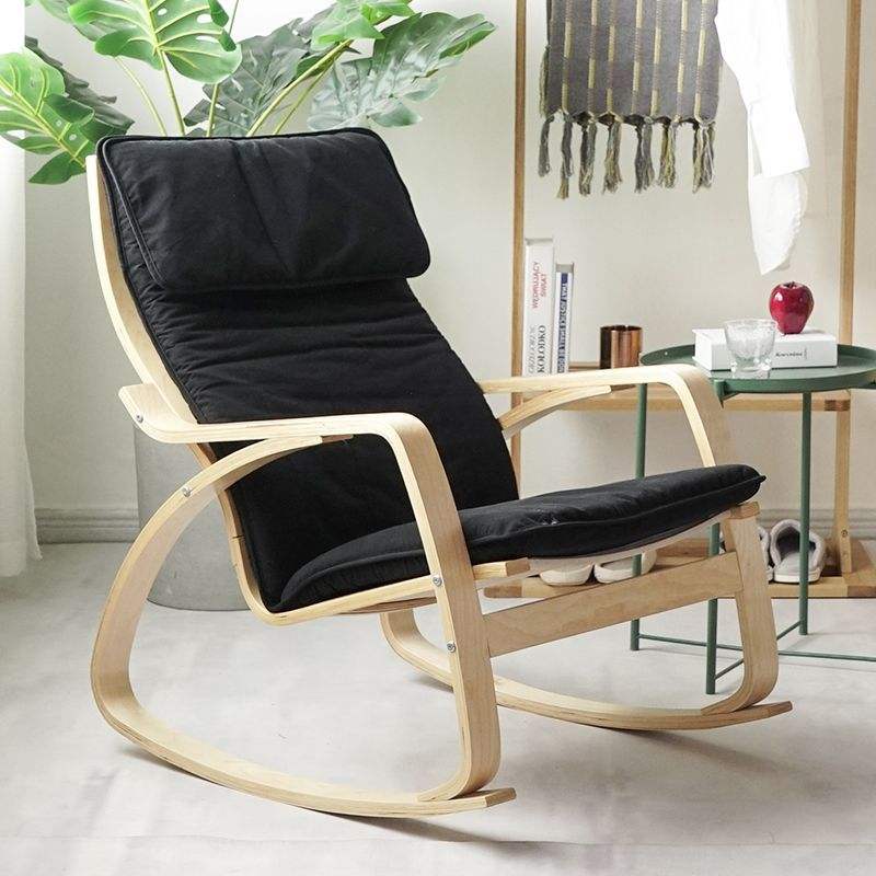 Chaise à bascule extérieure pour porche de patio extérieur, chaise à bascule en bois avec coussin pour jardin de porche de chambre à coucher