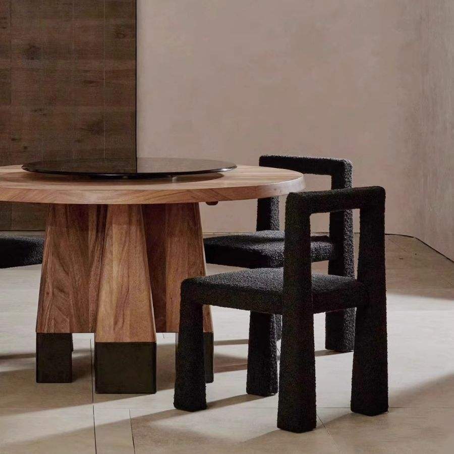 Table à manger et chaises en peluche d'agneau, minimaliste et moderne, tabourets et chaises de maquillage pour la maison, chaises de salle à manger créatives