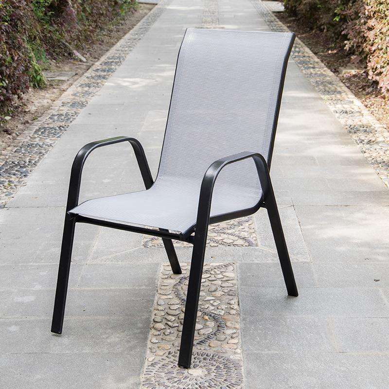 Chaise empilable à dossier haut pour loisirs en plein air, chaise simple en fer forgé, en maille, pour Patio, balcon, café