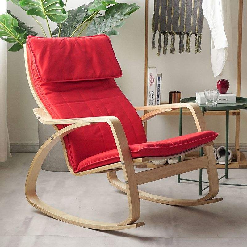 Chaise à bascule extérieure pour porche de patio extérieur, chaise à bascule en bois avec coussin pour jardin de porche de chambre à coucher