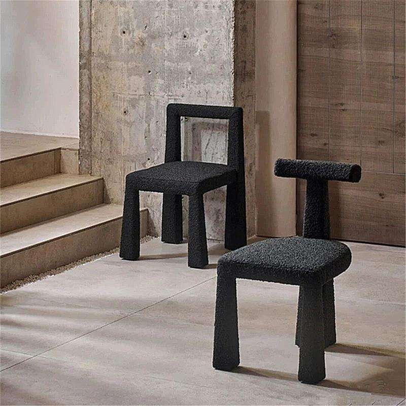 Table à manger et chaises en peluche d'agneau, minimaliste et moderne, tabourets et chaises de maquillage pour la maison, chaises de salle à manger créatives