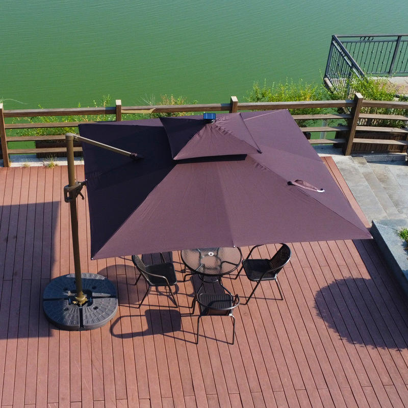 Parapluie carré extérieur en un clic Double dessus de luxe à énergie solaire parasol grand parasol de jardin